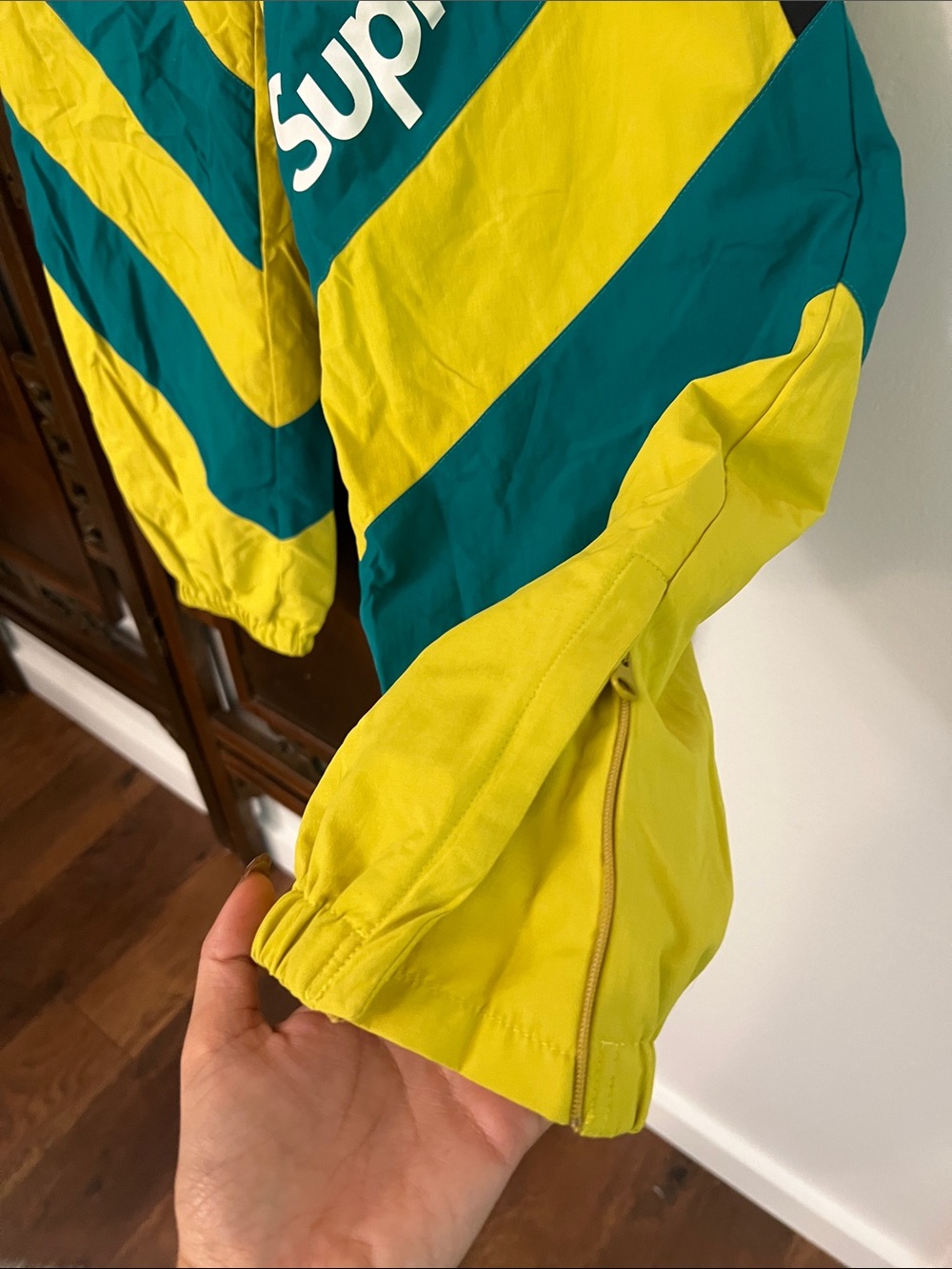 Supreme Yellow and Teal Chevron Track Pants - Picture 3 of 5